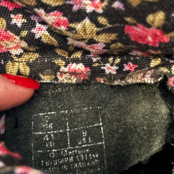 Black Combat Boots with Floral Lining - Picture 11 of 13